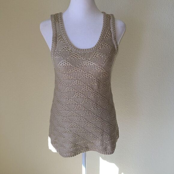 Moth Anthropologie Gold Metallic Sleeveless Tank Top Tunic Sweater Size XS - Picture 1 of 10